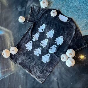 Black T-Shirt with Ghost Print